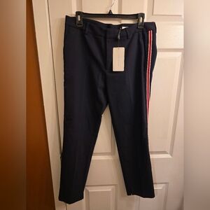 Navy Blue Women's Pants with Red Stripe